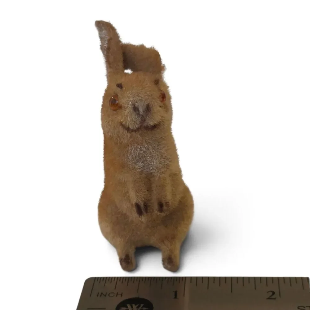Vintage Wagner Kunstlerschutz Rabbit Flocked Figurine West Germany Handwork 1960